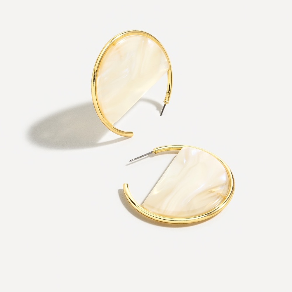 JCREW Acetate Hoop Earrings NWT OS Ivory